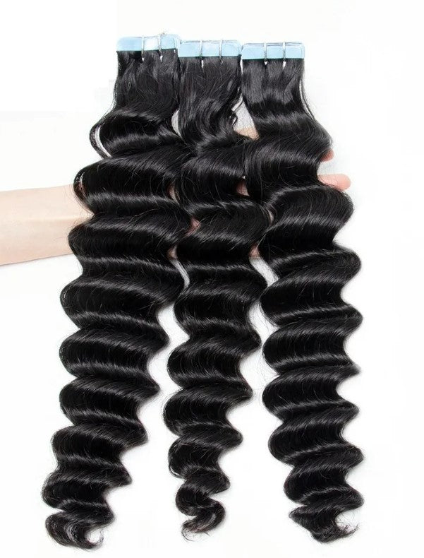 Tape-In Extensions – Loose Deep Wave (20pcs/50g) | 100% Pure Virgin Human Hair