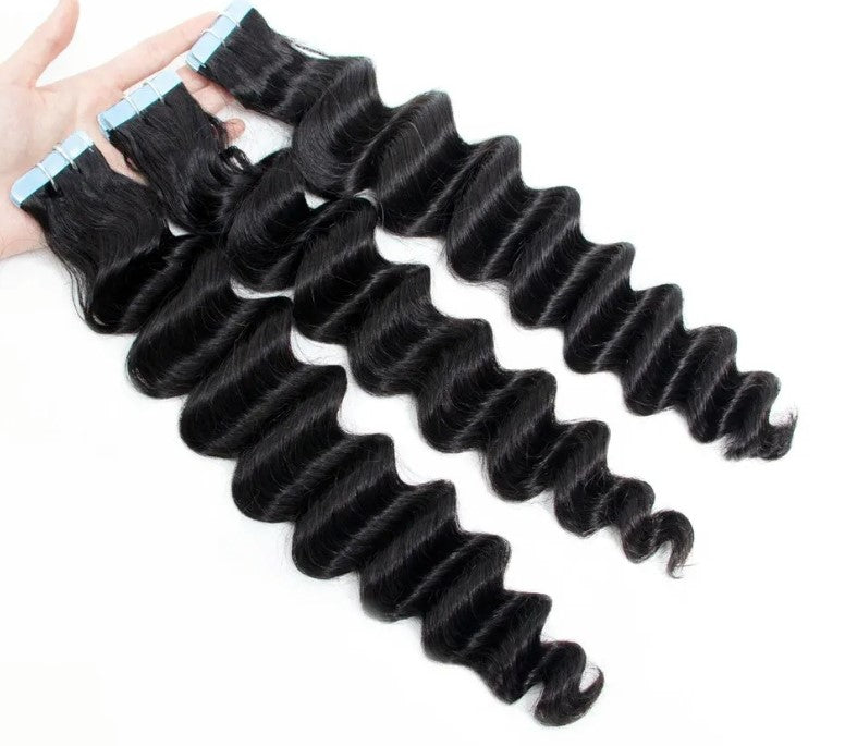 Tape-In Extensions – Loose Deep Wave (20pcs/50g) | 100% Pure Virgin Human Hair
