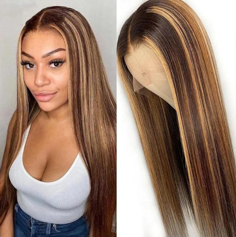 Straight #4/27 | 100% Pure Virgin Human Hair | Transparent Swiss Lace