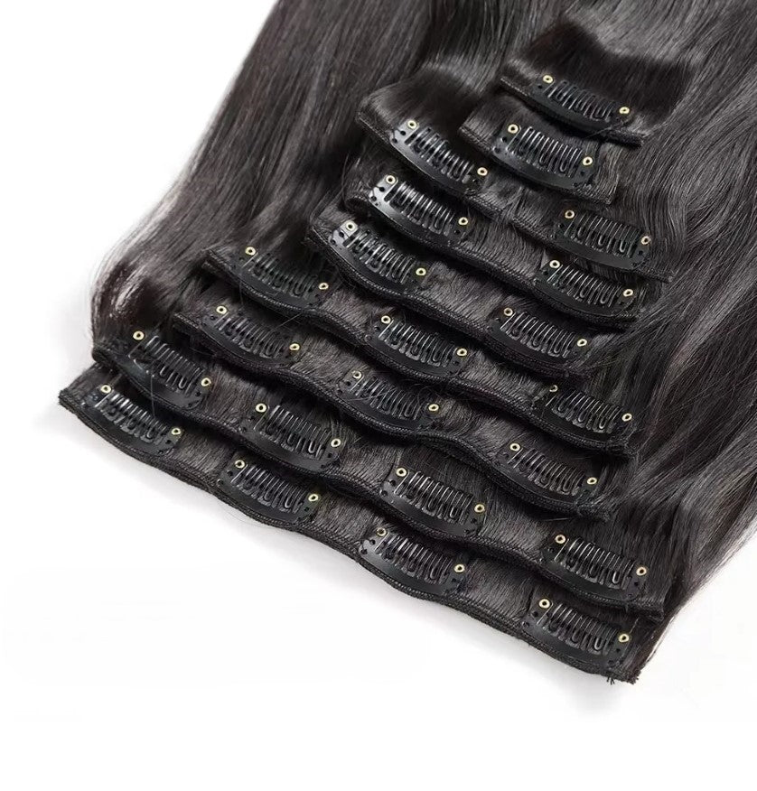 Clip-In Extensions – Straight (6pcs/115g) | 100% Pure Virgin Human Hair
