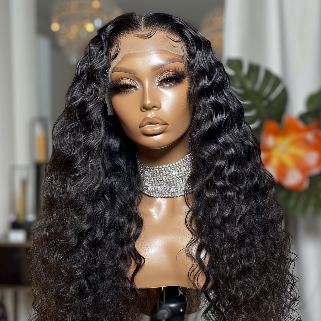 4x4 Transparent 100% Human Lace Wig (180% Density) | Wet and Wavy