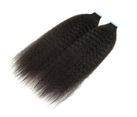 Tape-In Extensions – Kinky Straight (20pcs/50g) | 100% Pure Virgin Human Hair