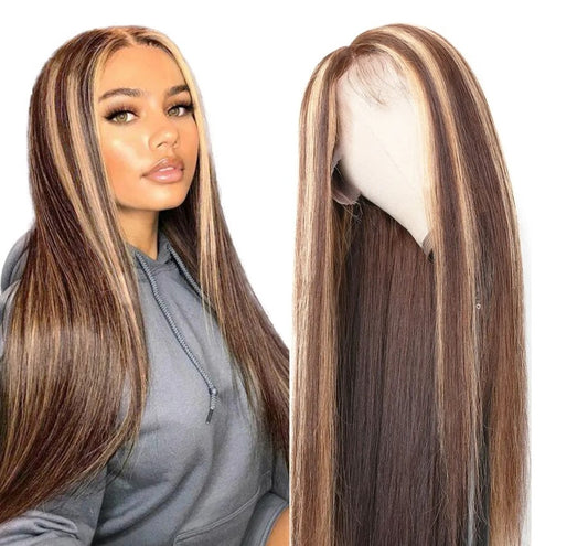 Straight #4/27 | 100% Pure Virgin Human Hair | Transparent Swiss Lace